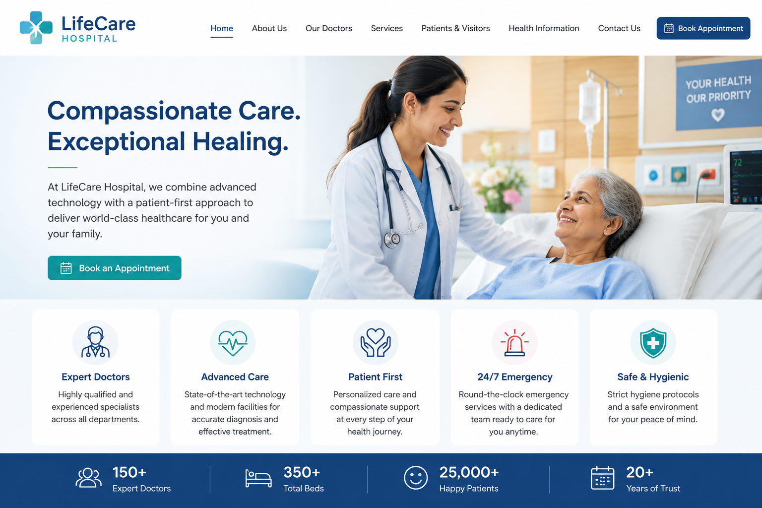 Professional hospital website project by Swetha Digital Services