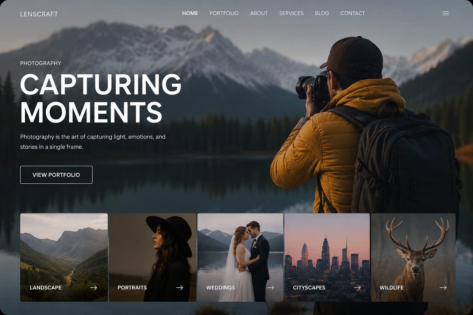 Photography portfolio website project by Swetha Digital Services