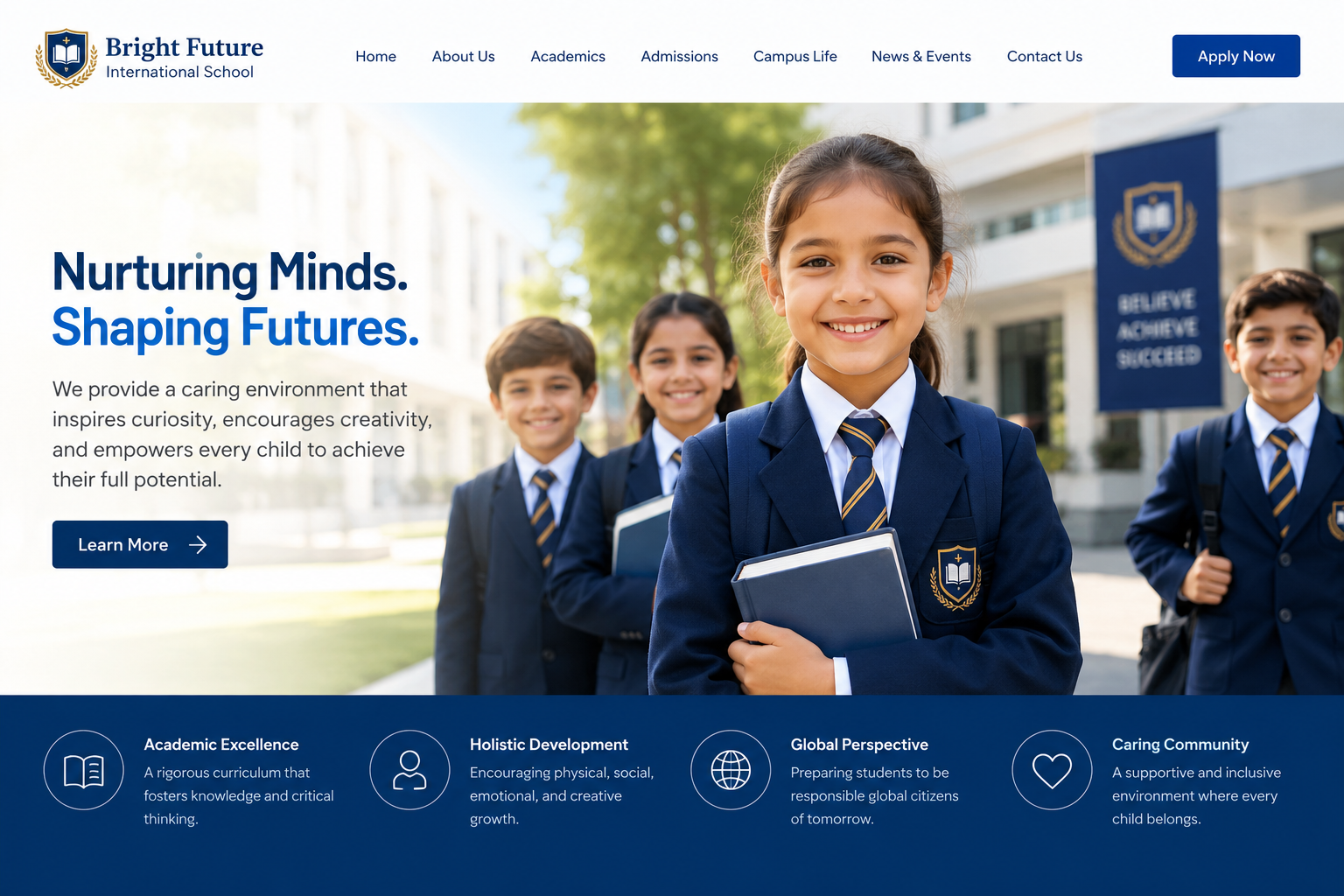 Modern school website project by Swetha Digital Services
